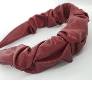 Faux Leather Scrunched Headband - brown - NWOT